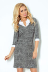 Dámské společenské šaty COLLAR krátké SAF-110-2 šedo/bílé - Numoco bílá/černá XL