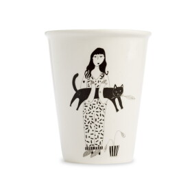 Helen b Porcelánový hrnek Black Cat 220 ml, bílá barva, porcelán