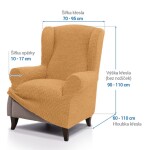 Super strečové potahy RUBINIA zlatá křeslo ušák (š. 70 - 95 cm)