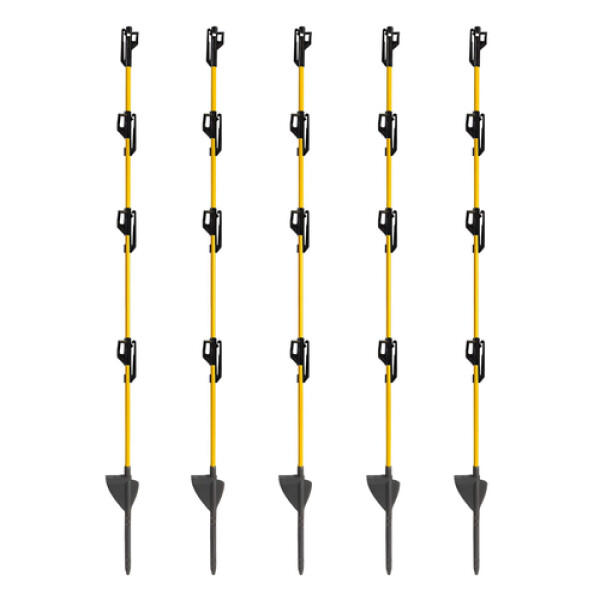 Sklolaminátový oválný sloupek pro elektrický ohradník 110 cm, nášlap a hrot, 4 izolátory - 10 ks