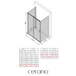 CERANO - Třístěnný sprchový kout Varone LINE U L/P - 6 mm - chrom, mléčné sklo - 160x90 - posuvný CER-DY50514103