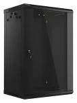 Lanberg WF01-6418-10B černá / Nástěnný rozvaděč / 19" / 18U / 600x450 mm / Flat pack / Skleněné dveře (WF01-6418-10B)