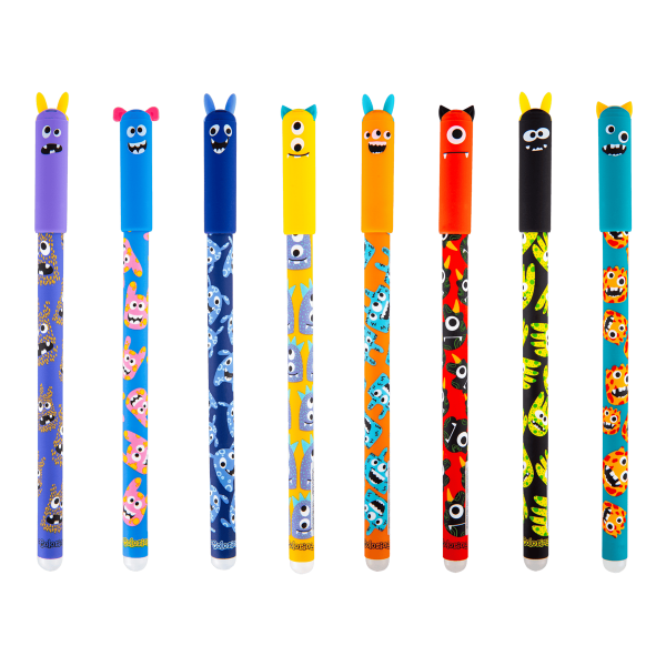 Colorino gumovatelné pero, Příšerky, 48 ks, s víčkem, modrá náplň, displej - 48ks