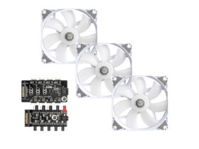 BitsPower sada 3 ks Notos 120mm ARGB bílá / 3ks / 120 mm / 28 dB @ 1800 RPM / 8 LEDs / 4-pin (BPTA-FX1812NTWH-3)