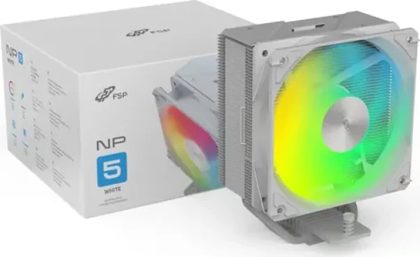 FSP NP5-WA bílá / Chladič CPU / 120 mm / 800-1600 RPM / 28 dB / 4 heatpipes / PWM / Intel + AMD (POO0000032)
