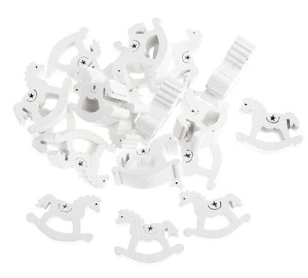 Dřevěný houpací koník - bílý 18 ks