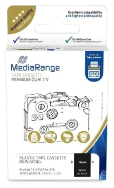 MediaRange kompatibilní páska s Brother TZ-335/TZe-335 / černý podklad / bílý tisk / šířka 12 mm / délka 8 m (MRBTZ335)
