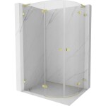 MEXEN/S - Lunar L sprchový kout čtvrtkruh křídlový levá 100 x 90, transparent, zlato kartáčovaná 833L-100L-090P-55-00