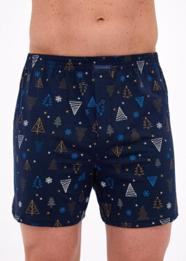 Pánské boxerky 016/23 Night 3 Christmas Tmavě modrá vzor - Cornette tmavě modrá-potisk L