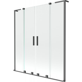 MEXEN/S - Velar L Duo dvoukřídlá posuvná vanová zástěna 140 x 150, transparent, grafit metal 896-140-003-02-95