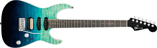 Charvel Pro-Mod Plus Dinky DK24 HSS 2PT EB QM EBY Blue Curaçao