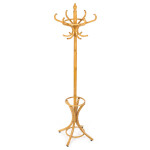 Věšák dřevěný stojanový, masiv topol a bříza, barva medový dub, výška 185 cm