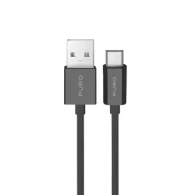 Puro TPE kabel USB-A - microUSB černá / Datový a nabíjecí kabel / 2 m / 12 W