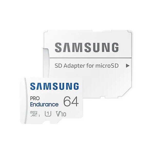 SAMSUNG PRO Endurance microSDXC 64GB + SD adaptér / Class 10 / UHS-I / U3 / čtení: 100MBs / zápis: 40MBs (MB-MJ64KA/EU)