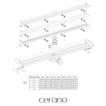 CERANO - Sprchový odtokový žlab, sifon otočný 360° - DN50 - nerez - 92 CER-679297