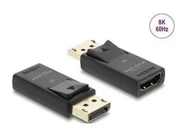 Delock DisplayPort (M) - HDMI (F) černá / Video adaptér / aktivní / podpora HDR10 / podpora 1080p (61084)