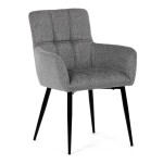 Židle jídelní, světle šedá látka, černý kov