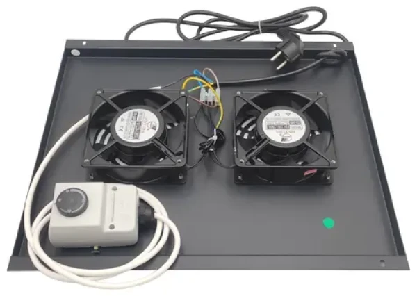XtendLan Ventilace ECO 600 mm / Ventilace do rozvaděče / 2x ventilátor / termostat (SFAN602-BTERMO)