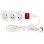 STREND PRO 213335 Prodlužovací kabel s vypínačem, 1,5m, 3 zásuvky, 3×1mm, bílý