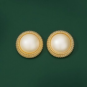 Náušnice s perlou Marta, stříbrné zapínání, Zlatá Bílá