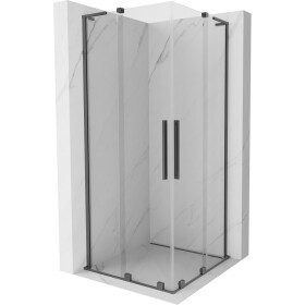 MEXEN/S - Velar L Duo sprchový kout, posuvné dveře 90 x 90, transparent, grafit metal 871-090-090-02-03-95
