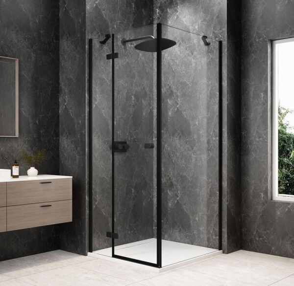 POLYSAN - GLOBE BLACK čtvercový sprchový kout 800x800, čiré sklo, levé GB1080-3215LB