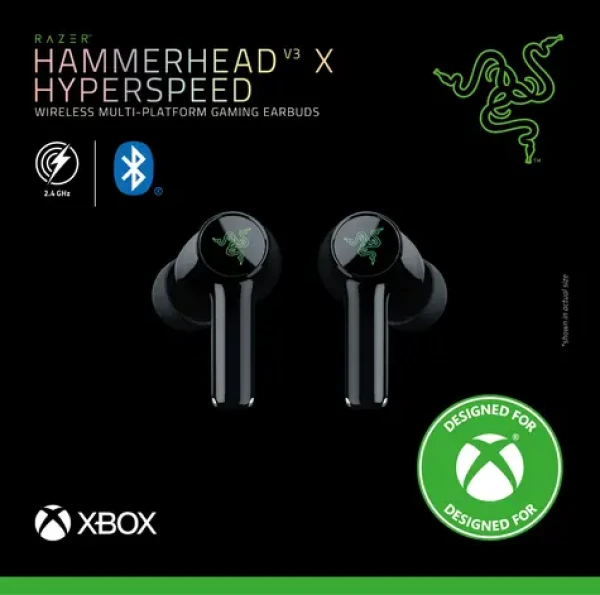 Razer Hammerhead V3 X HyperSpeed for Xbox černá / Sluchátka s mikrofonem / ANC / Bluetooth 5.3 / IPX4 (RZ12-05620200-R3G1)