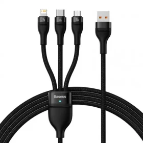 Baseus CASS040001 Kabel USB-A (M) - Micro USB 18W (M) Lightning (M) USB-C 66W (M) 1.2 m černá (CASS040001)
