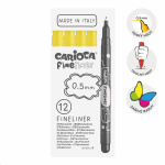 Carioca Fineliner, 0,5 mm, krabička, 12 ks, žlutý