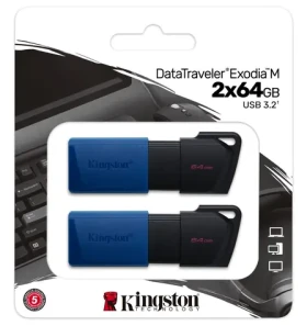 Kingston DataTraveler Exodia M 64 GB modro-černá / Flash disk / USB-A 3.2 Gen 1 / 2 ks v balení (DTXM/64GB-2P)