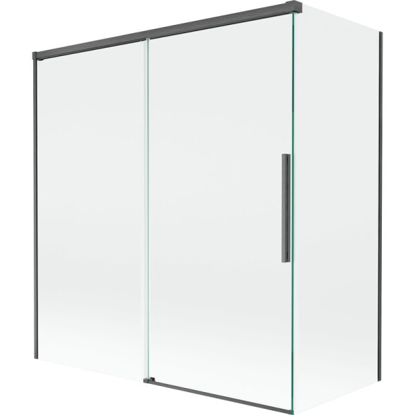 MEXEN/S - Rox vanová zástěna 2-křídlová posuvná 150 + 70 x 150, transparent, grafit kartáčovaná 8C9-150-070-66-00