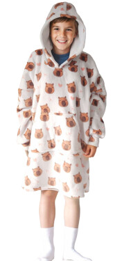 Cozy Noxxiez CH342 Kapybara potisk - hřejivá televizní mikinová deka s kapucí pro děti 7 - 12 let