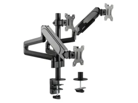 Equip stolní držák pro 3 monitory černá / Stolní držák pro monitor / 17-27" / nosnost 7 kg / VESA 75-100 mm / 360° (650134)