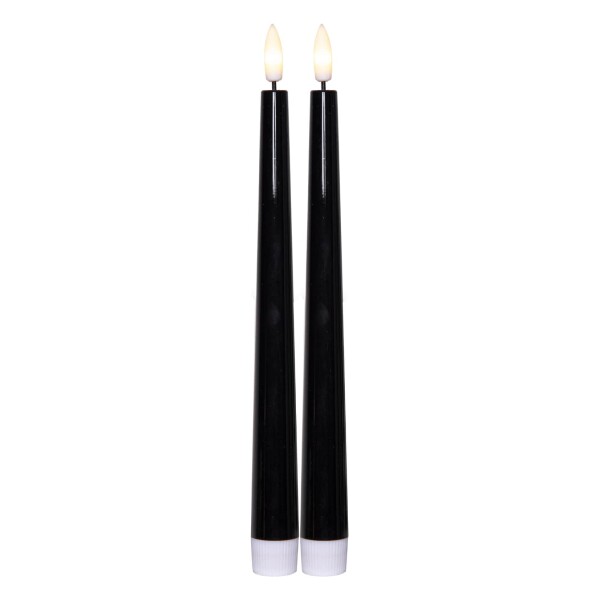 STAR TRADING LED svíčka Flamme Candy Black 26 cm – set 2 ks, černá barva, plast