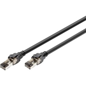 Digitus DK-1843-005 RJ45 síťové kabely, propojovací kabely CAT 8.1 S/FTP 0.5 m černá barevně rozlišený, stíněný, točený drát, S průchodkou chránící proti