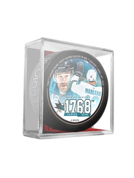 Inglasco / Sherwood Puk Patrick Marleau #12 San Jose Sharks 1768 Games Played Most In The NHL Souvenir Hockey Puck