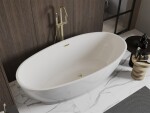 MEXEN/S - Bilbao volně stojící vana 180 x 90, bílá, sifon a přepad zlatá kartáčovaná 51311809000-55