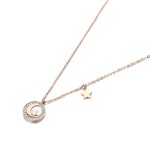 Ocelový náhrdelník se zirkony Moon&Star - chirurgická ocel, Zlatá 40 cm + 5 cm (prodloužení)