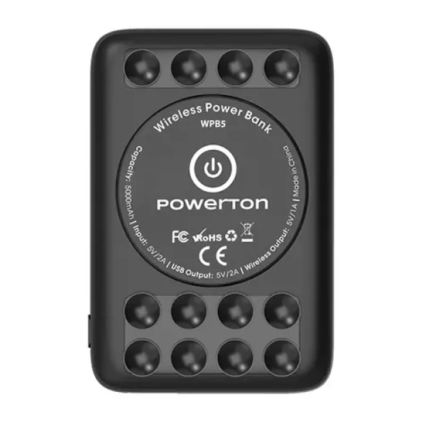 Powerton Powerbanka s bezdrátovým nabíjením černá / 5000mAh / 10W / USB (ANWP059XUB20)