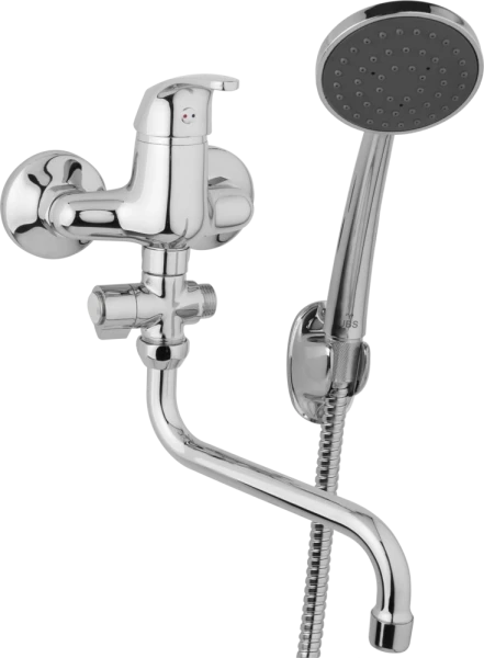 JB Sanitary Nástěnná umyvadlová a sprchová baterie SLIM, rozteč 100 mm, otočný přepínač, s příslušenstvím, trubkové ramínko 300 mm A10 32 51