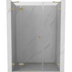 MEXEN/S - Lunar sprchové dveře křídlové levé 130, transparent, zlatá kartáčovaná 834S-130-050-55-00-L