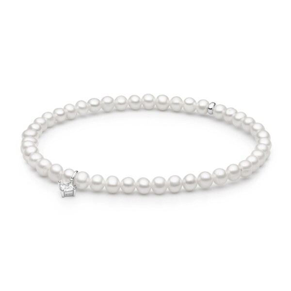 Perlový náramek Agnes - pravé perly, stříbro 925/1000, 17 cm Bílá