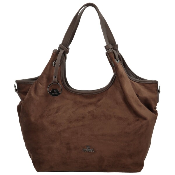 Trendy dámská semišová/koženková kabelka na rameno Maritta, coffee