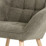 Křeslo, potah lanýžová látka, dřevěné nohy, masiv kaučukovník