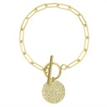 Ocelový náramek s medailonem Frida Gold, chirurgická ocel, Zlatá 18,5 cm