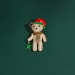 Vánoční brož se zirkony Christmas Teddy - vánoční medvídek, Zlatá