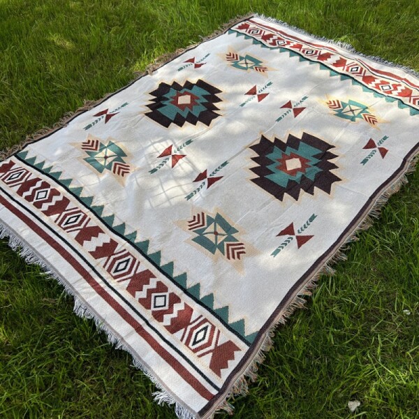 Pikniková deka v BOHO stylu s aztéckým vzorem 130 x 180 cm