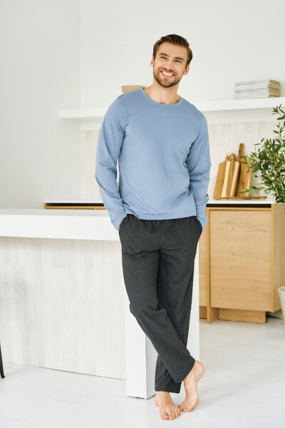 3474 PÁNSKÉ DLOUHÉ PYŽAMO LORENZO M-2XL modrá L