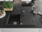 MEXEN/S - Bruno granitový dřez 1-miska s odkapávačem včetně baterie Carla, černá/zlatá metalik 6513-75-670700-70
