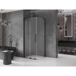 MEXEN/S - Velar L sprchový kout, posuvné dveře 120 x 120, dekor, černá 871-120-120-33-70
